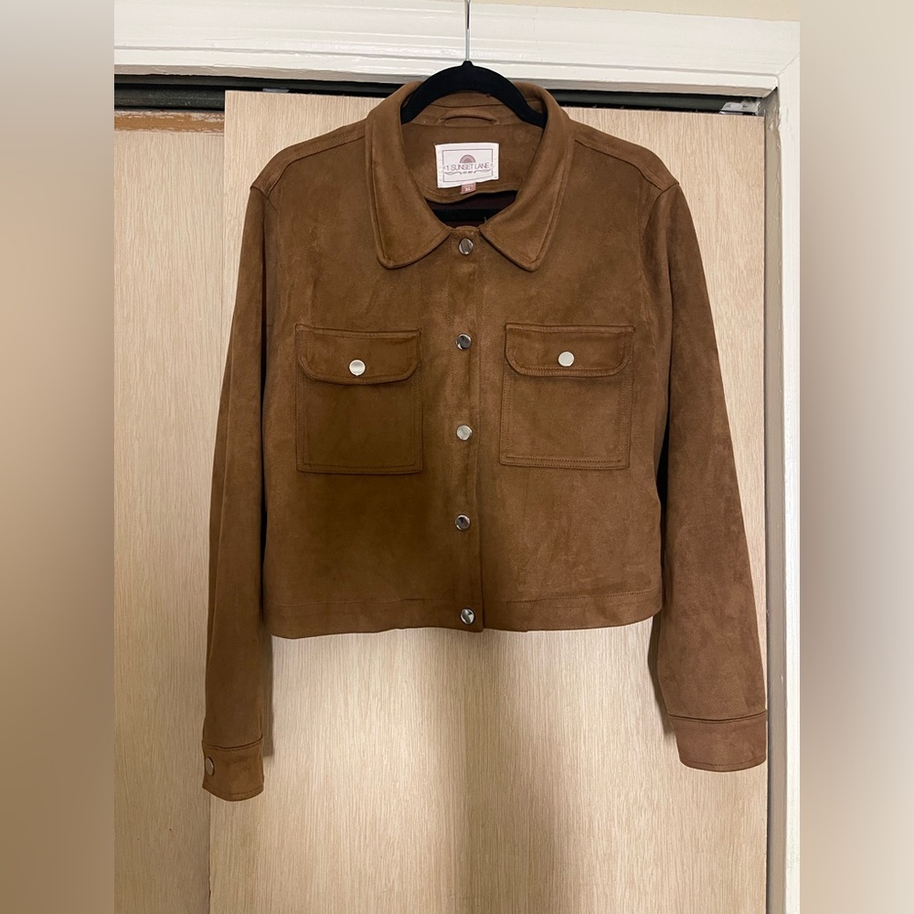 Brown Faux Suede Cropped Jacket🤎